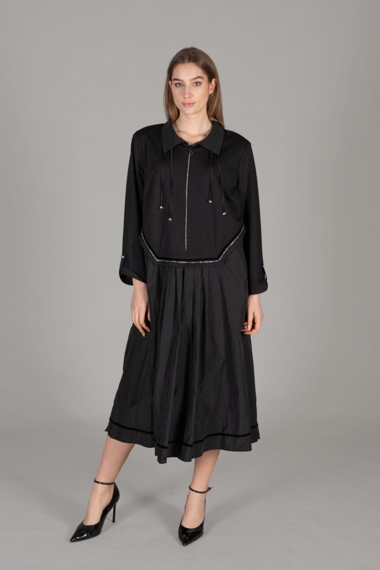 Round Neck Tatya Dress - Black - GUMANIZE - Globality Store - Women Clothes Wholesale Turkey