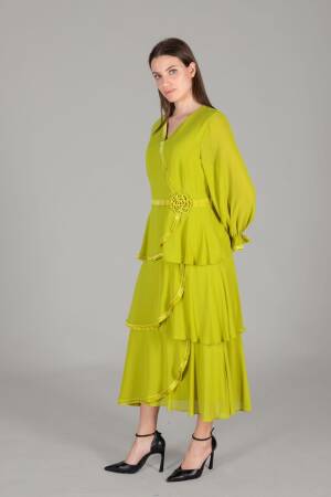 V Neck Multi Chiffon Dress - GUMANIZE - Globality Store - Women Clothes Wholesale Turkey