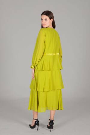 V Neck Multi Chiffon Dress - GUMANIZE - Globality Store - Women Clothes Wholesale Turkey