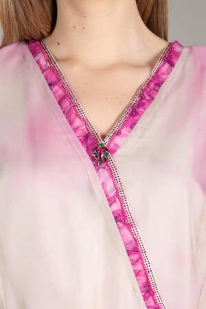 V Neck Empirme Dress - Multicolor - GUMANIZE - Globality Store - Women Clothes Wholesale Turkey