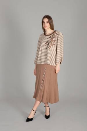 Striped Knitted Double Suit - Multicolor - GUMANIZE - Globality Store - Women Clothes Wholesale Turkey