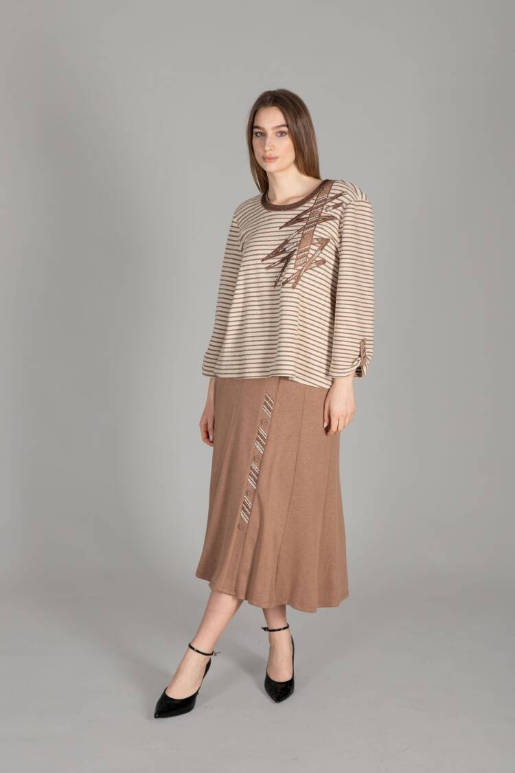 Striped Knitted Double Suit - Multicolor - GUMANIZE - Globality Store - Women Clothes Wholesale Turkey