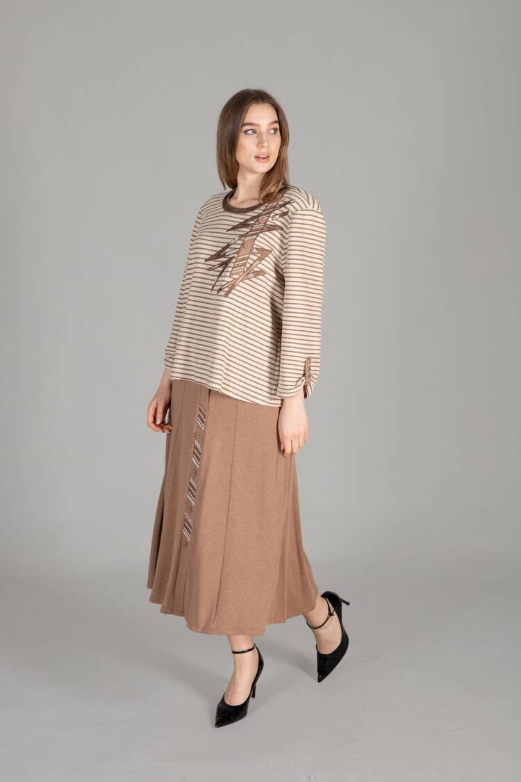 Striped Knitted Double Suit - Multicolor
