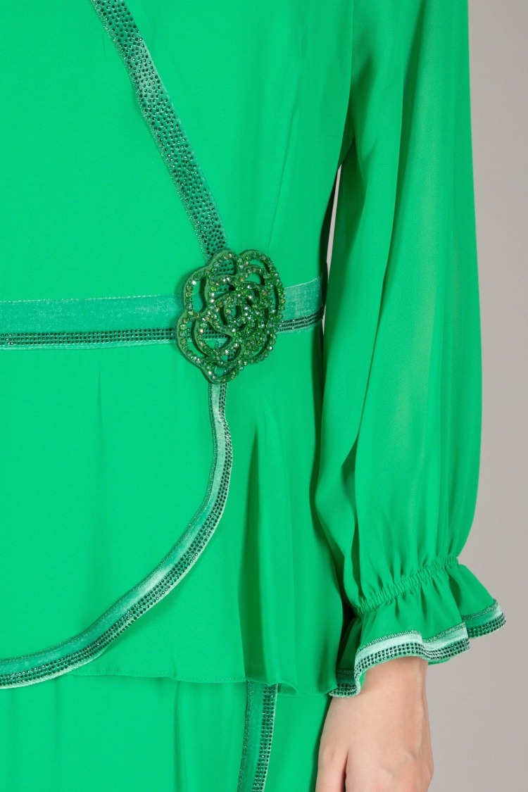 V Neck Multi Chiffon Dress