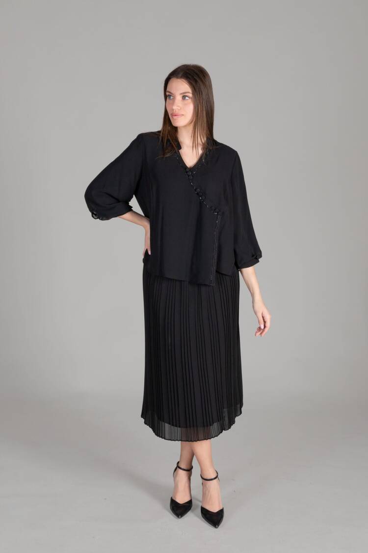 Judge Collar Chiffon Set - GUMANIZE - Globality Store - Women Clothes Wholesale Turkey