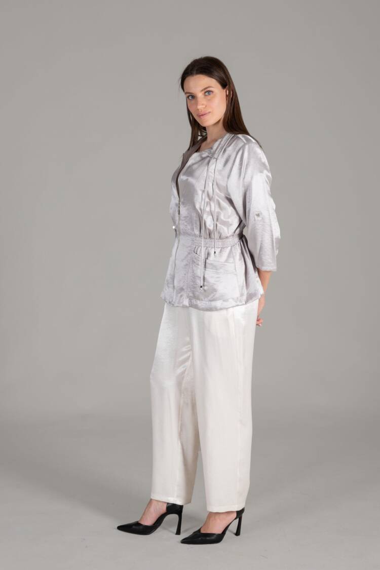 Jacket Blouse Pants Triple Set - Multicolor