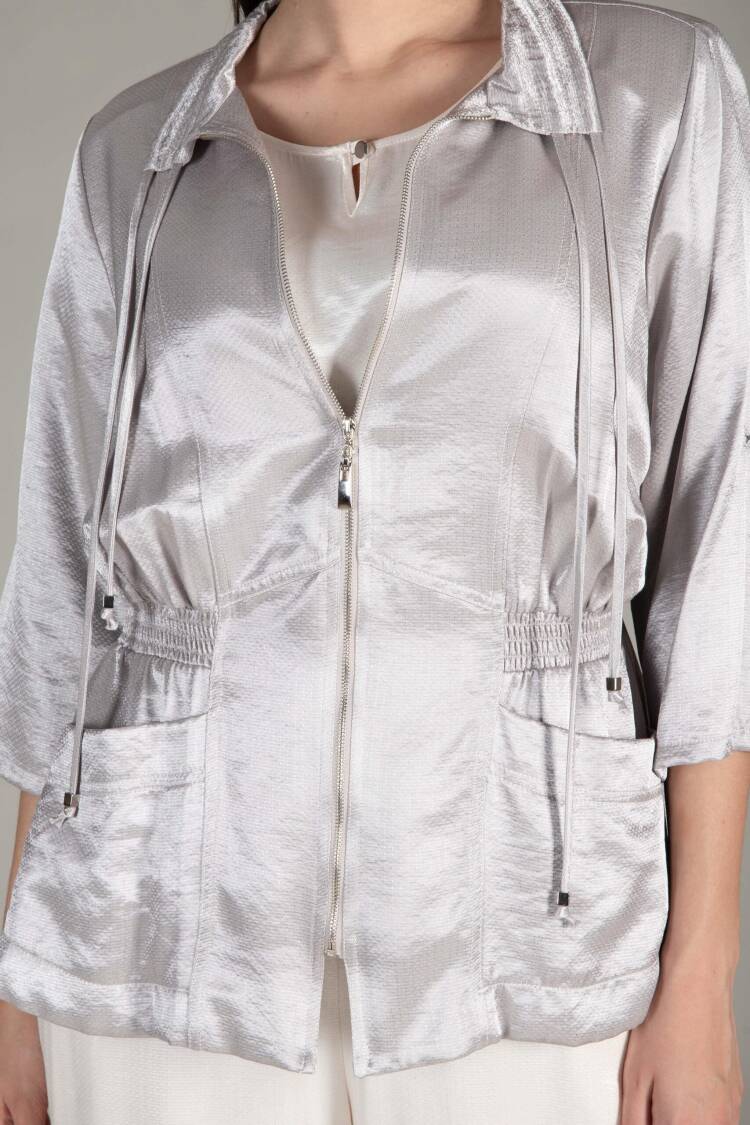 Jacket Blouse Pants Triple Set - Multicolor