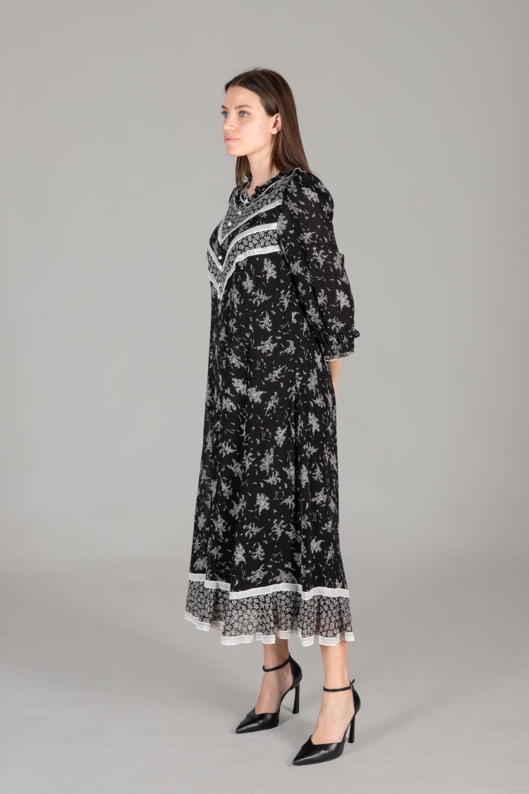 Ruffle Collar Print Dress