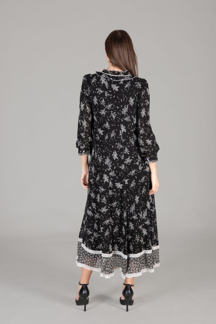 Ruffle Collar Print Dress