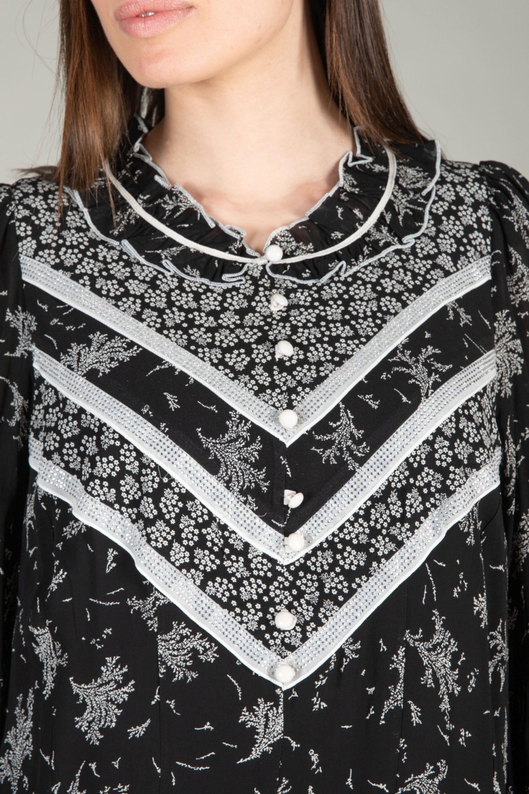 Ruffle Collar Print Dress