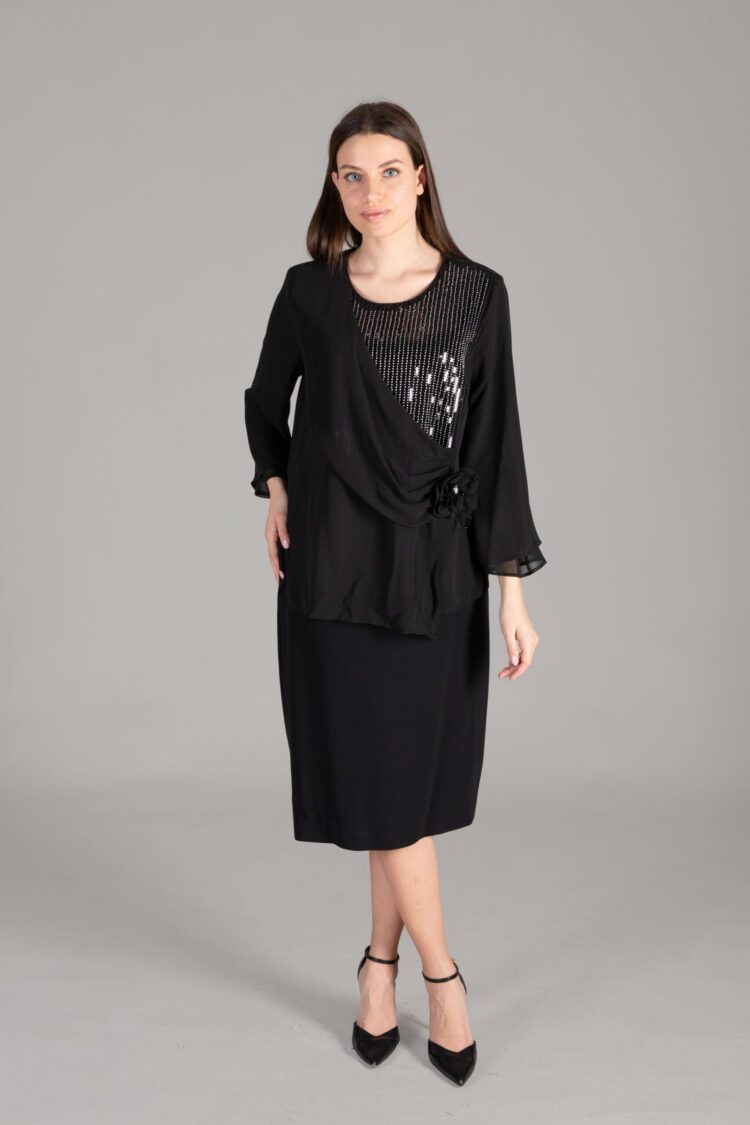 Round Neck Suzanna Suit - Black