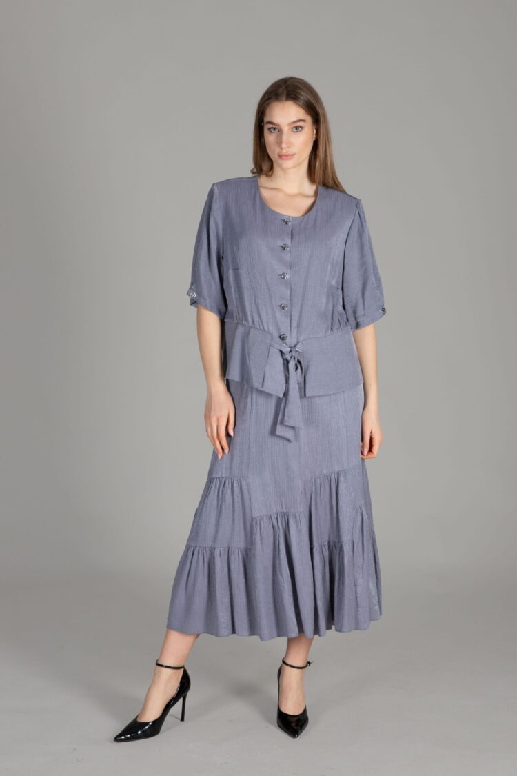 Round Neck Gown Skirt Set - GUMANIZE - Globality Store - Women Clothes Wholesale Turkey
