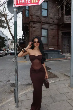 Transparent Long Dress - EYYO ATELIER - Globality Store - Women Clothes Wholesale Turkey