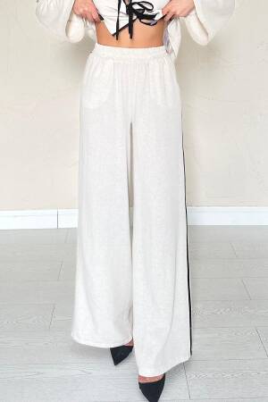 Linen Set With Bow - Stone - Elisa - Globality Store - Women Clothes Wholesale Turkey