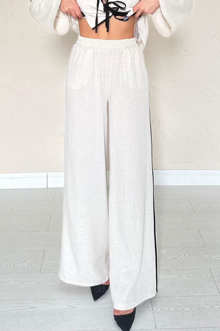 Linen Set With Bow - Stone