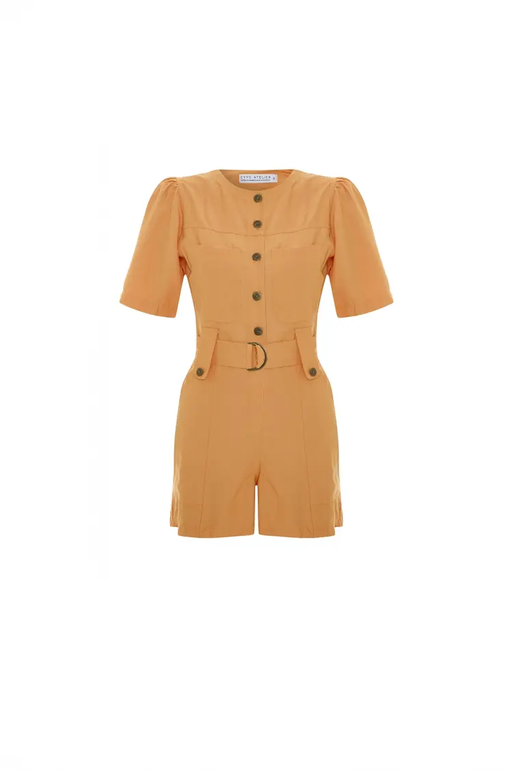 Pocket Detail Buttoned Jumpsuit - EYYO ATELIER - Globality Store - Women Clothes Wholesale Turkey