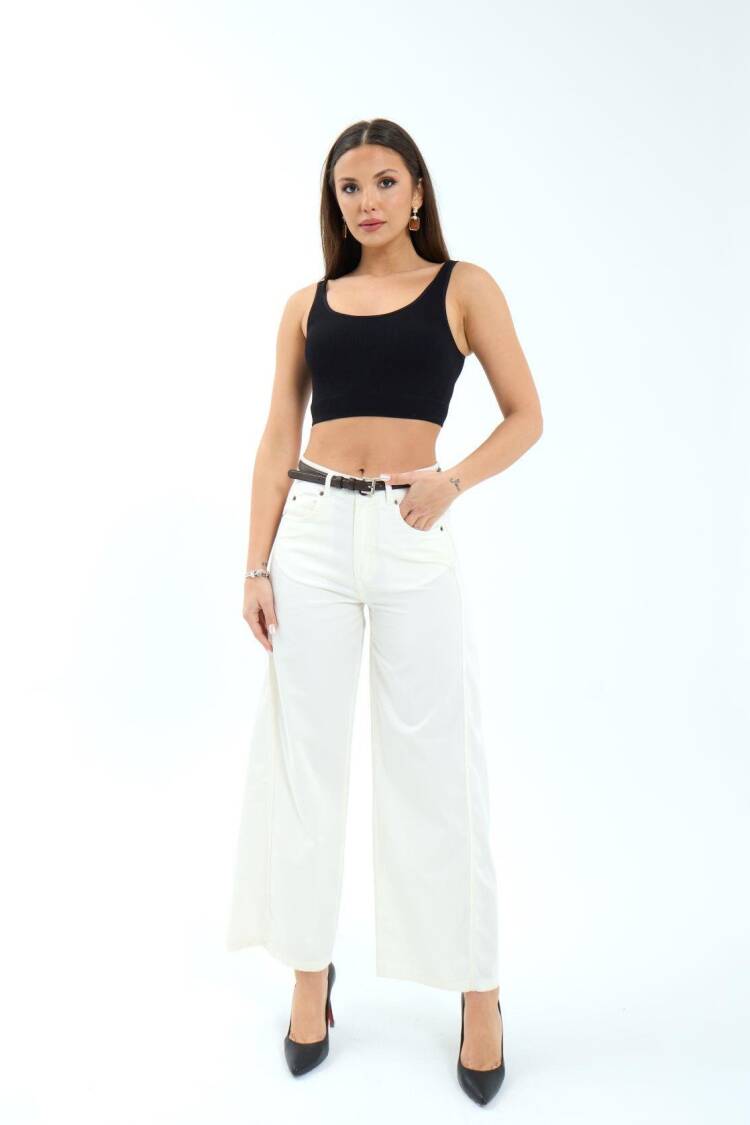 Trousers - Ecru - Fame - Globality Store - Women Clothes Wholesale Turkey