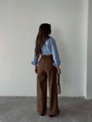 Coffee Polyviscose Double Button Palazzo Pants - Radica Fashion - Globality Store - Women Clothes Wholesale Turkey