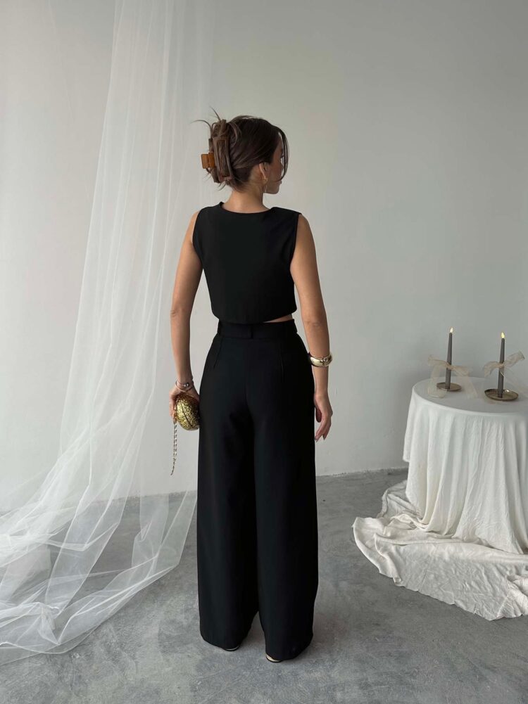 Polyviscose Double Button Palazzo Pants
