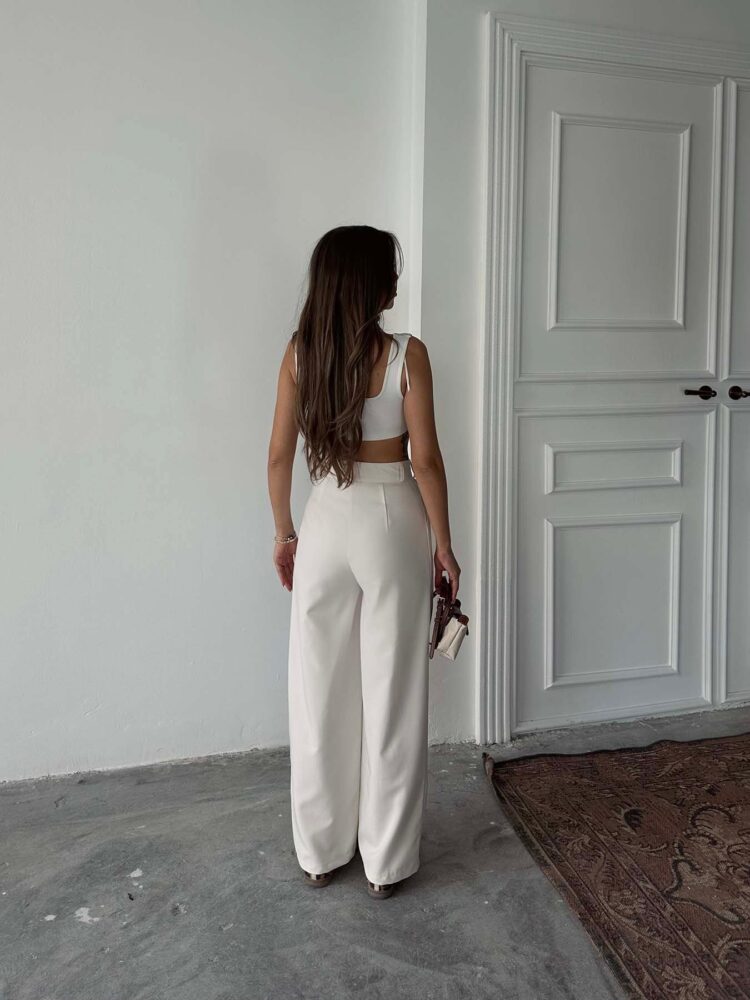 Polyviscose Double Button Palazzo Pants