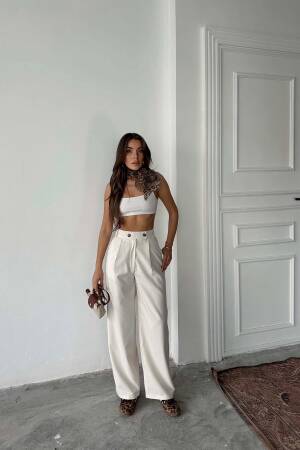 Polyviscose Double Button Palazzo Pants - Radica Fashion - Globality Store - Women Clothes Wholesale Turkey