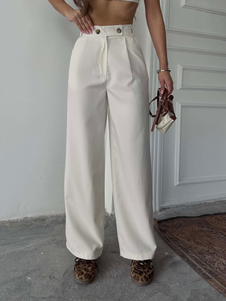 Polyviscose Double Button Palazzo Pants