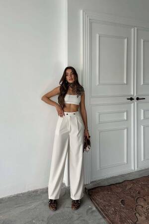 Polyviscose Double Button Palazzo Pants - Radica Fashion - Globality Store - Women Clothes Wholesale Turkey