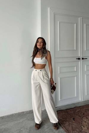 Polyviscose Double Button Palazzo Pants - Radica Fashion - Globality Store - Women Clothes Wholesale Turkey