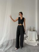 Polyviscose Double Button Palazzo Pants - Radica Fashion - Globality Store - Women Clothes Wholesale Turkey