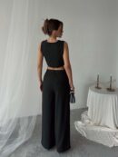 Polyviscose Double Button Palazzo Pants - Radica Fashion - Globality Store - Women Clothes Wholesale Turkey