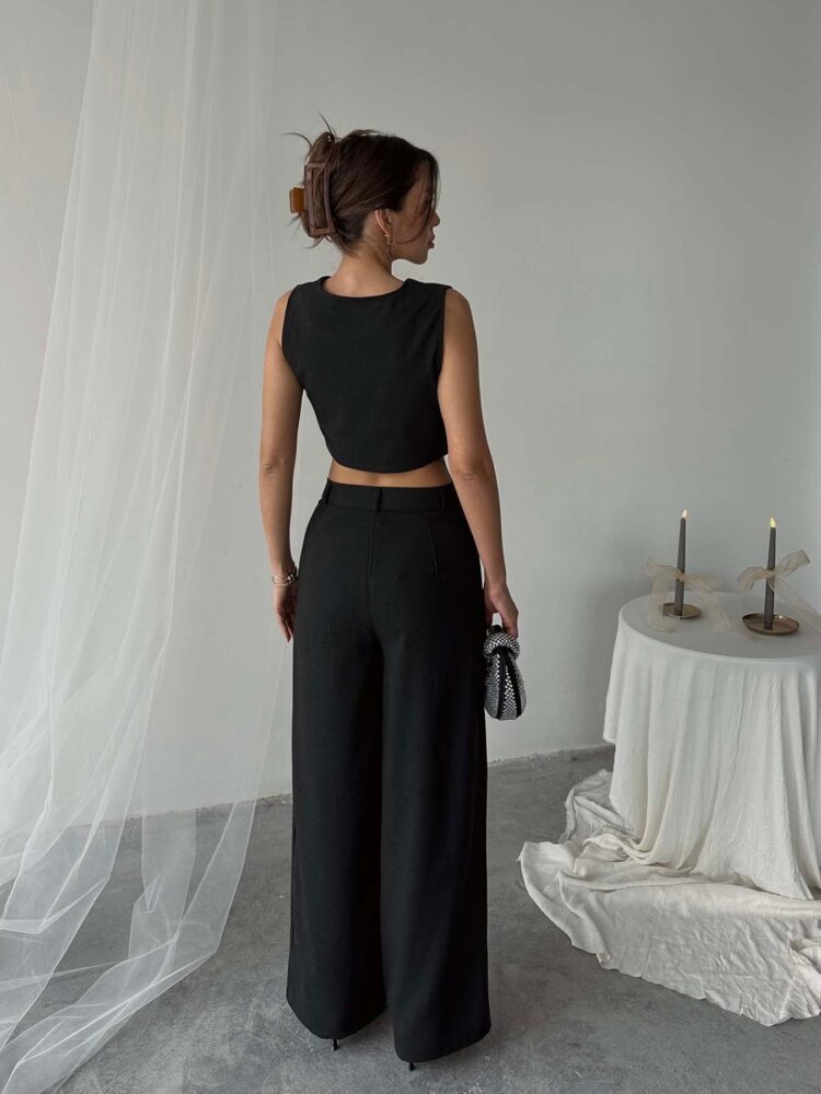 Polyviscose Double Button Palazzo Pants