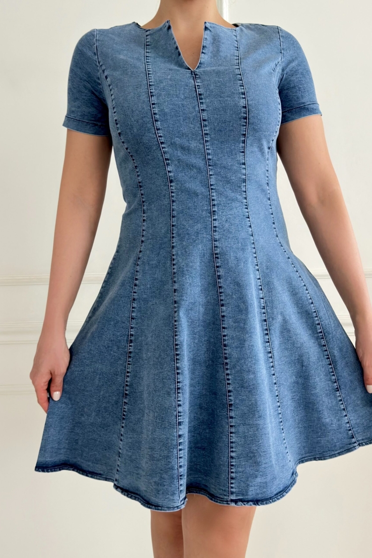 Washable Denim Dress - STEPS - Globality Store - Women Clothes Wholesale Turkey