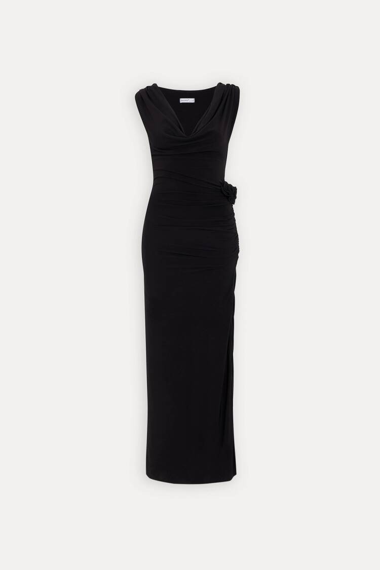 Rose Detail Dress - EYYO ATELIER - Globality Store - Women Clothes Wholesale Turkey