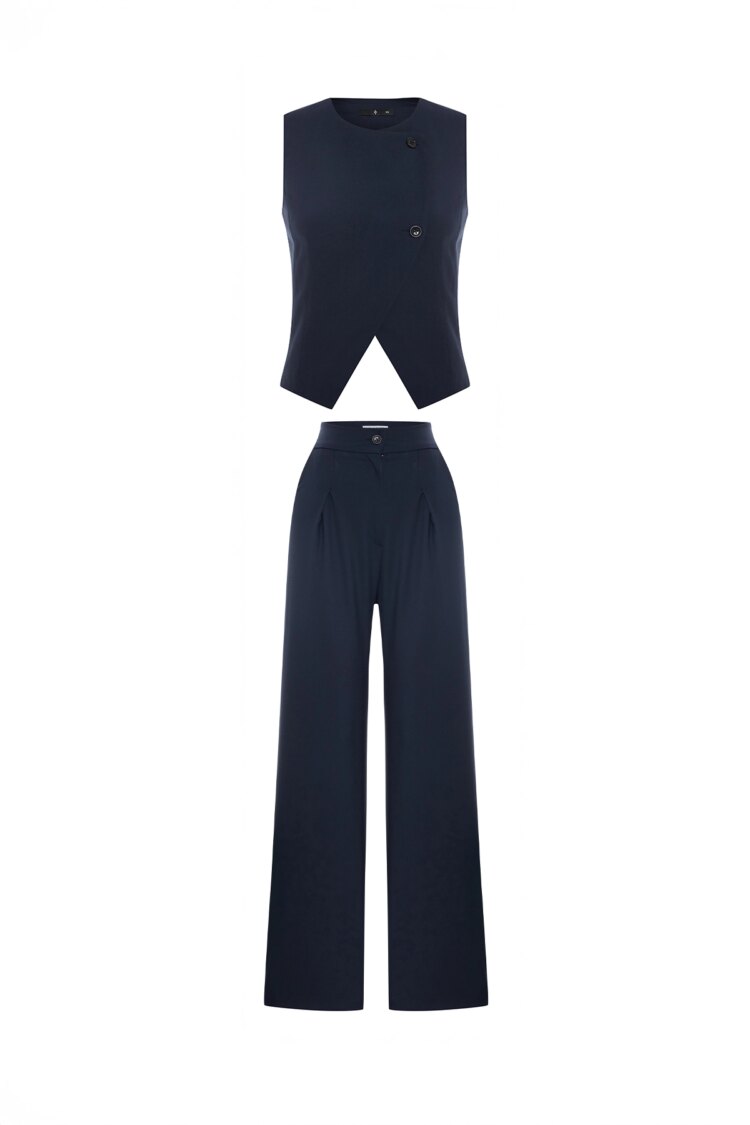 Navy Marly Suit - EYYO ATELIER - Globality Store - Women Clothes Wholesale Turkey