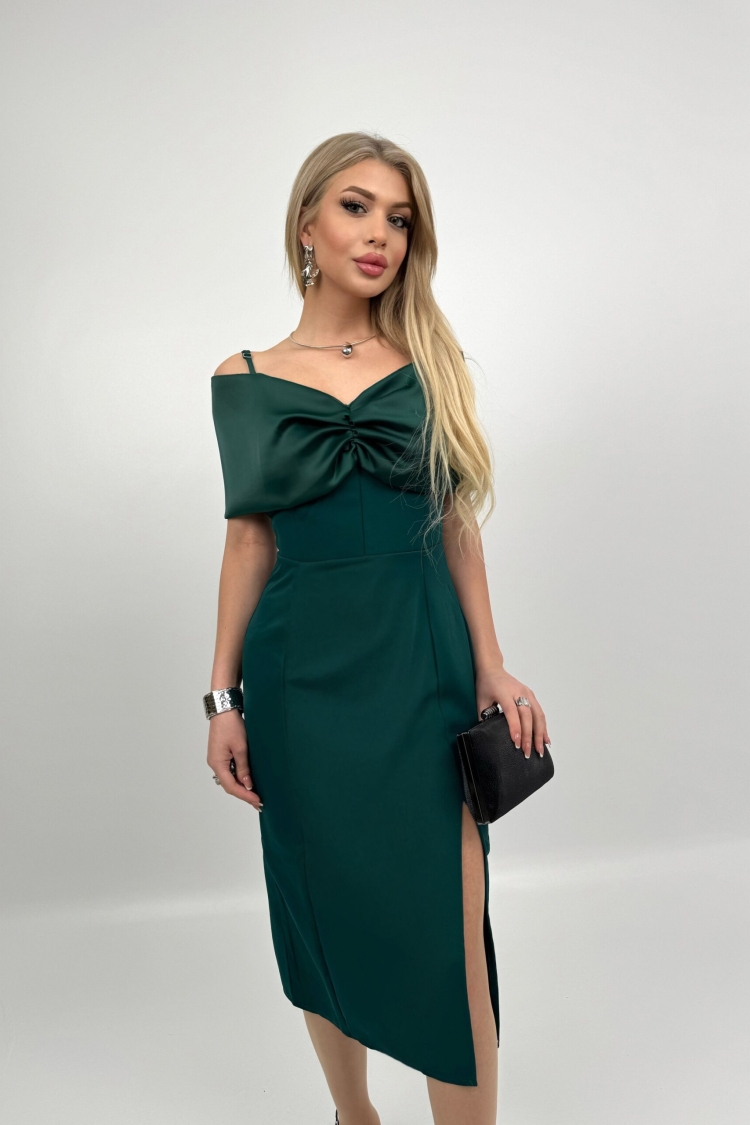 Madonna Zara Satin Collar Slit Dress