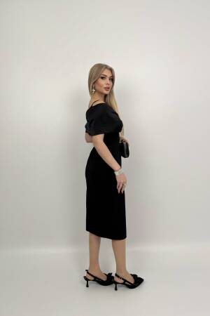 Madonna Zara Satin Collar Slit Dress - Miss Janell - Globality Store - Women Clothes Wholesale Turkey