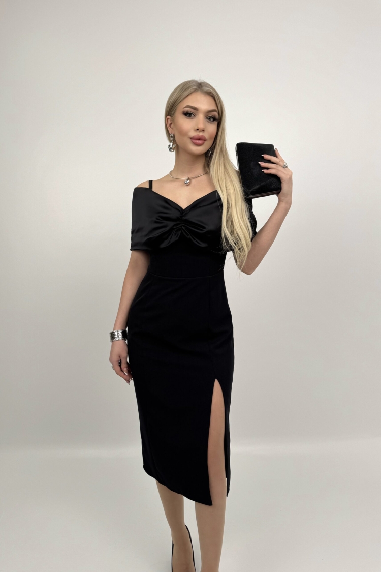 Madonna Zara Satin Collar Slit Dress