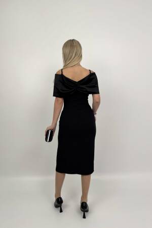 Madonna Zara Satin Collar Slit Dress - Miss Janell - Globality Store - Women Clothes Wholesale Turkey