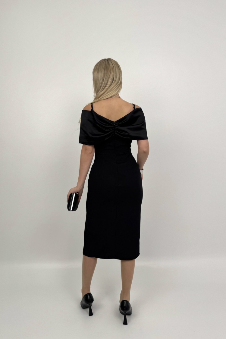 Madonna Zara Satin Collar Slit Dress