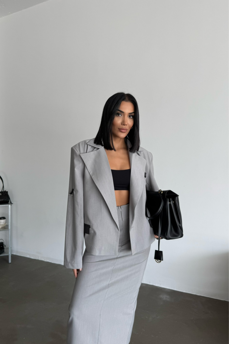 Crop Jacket Skirt Set