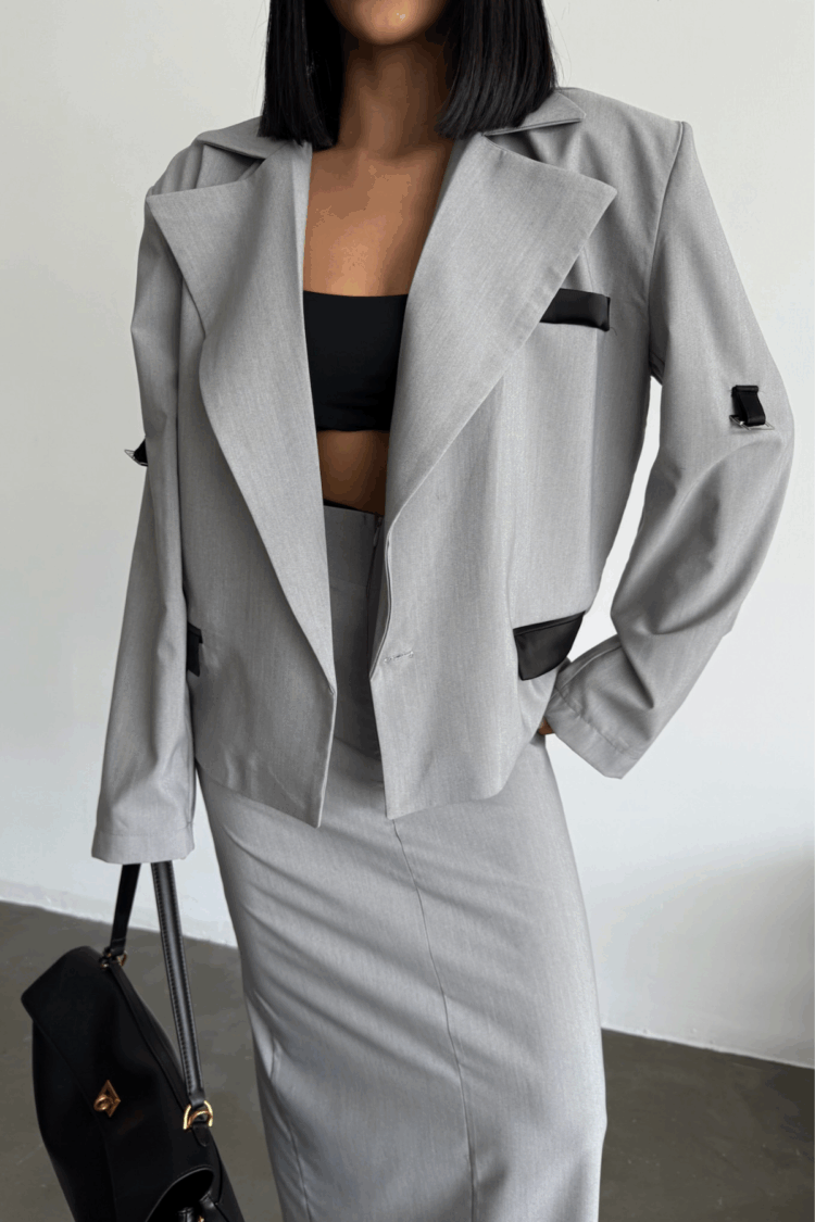 Crop Jacket Skirt Set