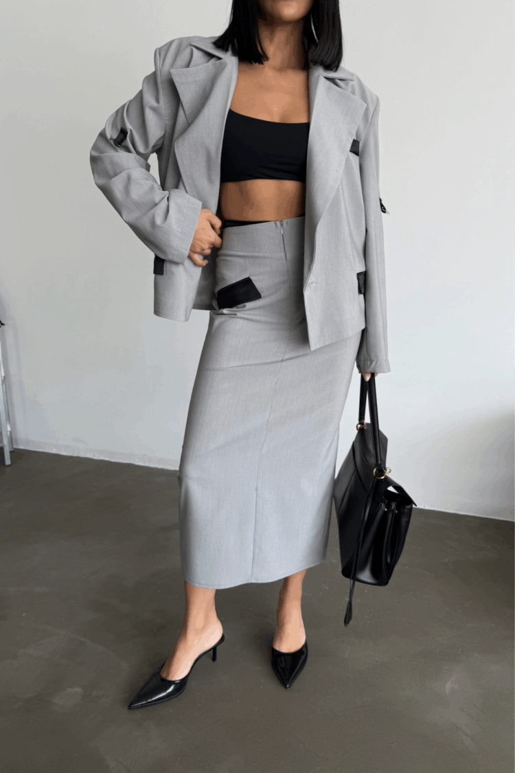 Crop Jacket Skirt Set