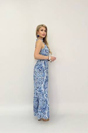 Printed Sleeveless Belted Wide Dress - Miss Janell - Globality Store - Women Clothes Wholesale Turkey