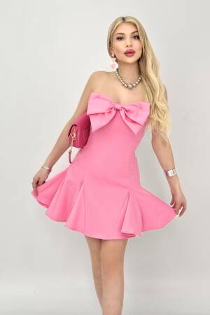 Front Bow Back Gown Short Dress - Miss Janell - Globality Store - Women Clothes Wholesale Turkey