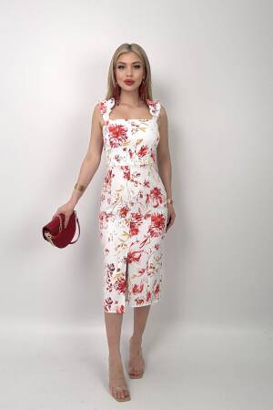 Digital Printed Balloon Strap Strapless Dress - Miss Janell - Globality Store - Women Clothes Wholesale Turkey