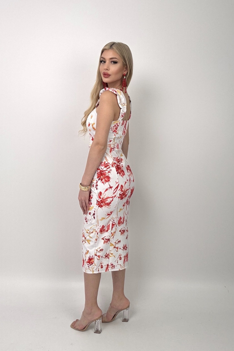Digital Printed Balloon Strap Strapless Dress