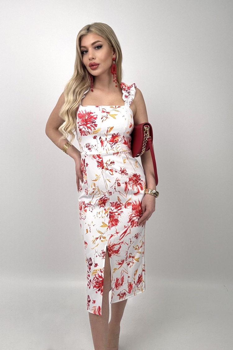 Digital Printed Balloon Strap Strapless Dress