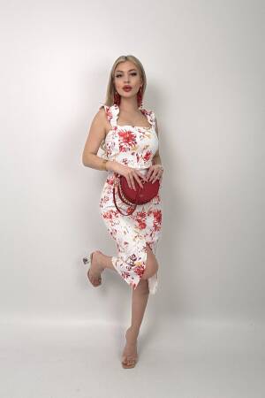 Digital Printed Balloon Strap Strapless Dress - Miss Janell - Globality Store - Women Clothes Wholesale Turkey