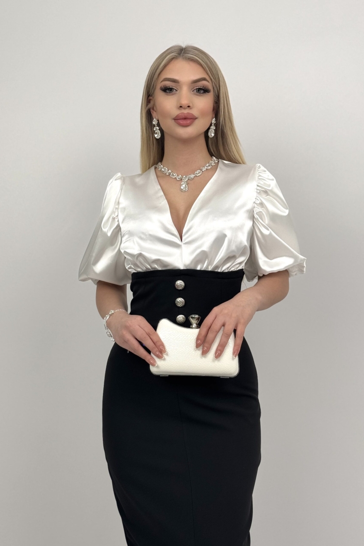 Balloon Sleeve Corset Dress
