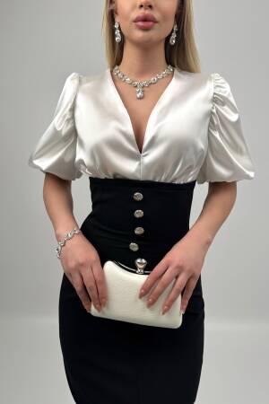 Balloon Sleeve Corset Dress - Miss Janell - Globality Store - Women Clothes Wholesale Turkey